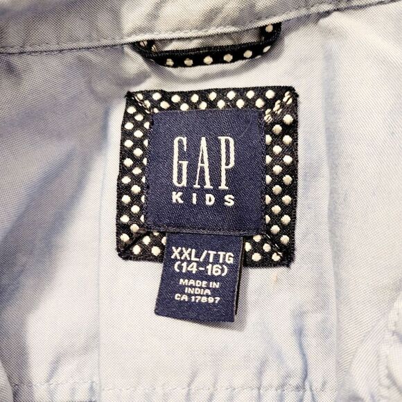 2/$20 Gap Kids Blue Buttons Down Shirt Size: XXL - Picture 4 of 6